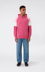 Felpa con Cappuccio e Color Block - Rosa Bacca