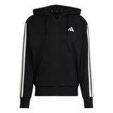Felpa con cappuccio Essentials 3-Stripes French Terry Full-Zip - Nero / Bianco