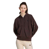 Giacca Sportiva con Cappuccio e Zip Animal Print 3-Stripes - Marrone