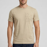 T-Shirt in cotone con patch logo - Grigio Sabbia