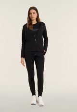 Pantalone Sportivo con Polsini in Costina e Strass