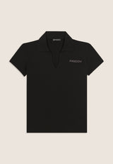T-Shirt T-shirt Manica Corta con Scollo a V e Collo a Camicia