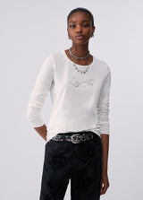 T-Shirt - Bianco lana paillettes
