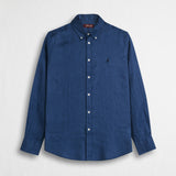 Camicia 100% lino manica lunga - True Blue