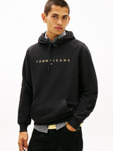 Felpa Linear Logo con Cappuccio - Washed Black