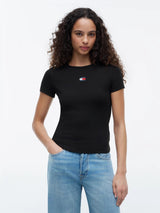 T-Shirt Slim Badge Rib - Black
