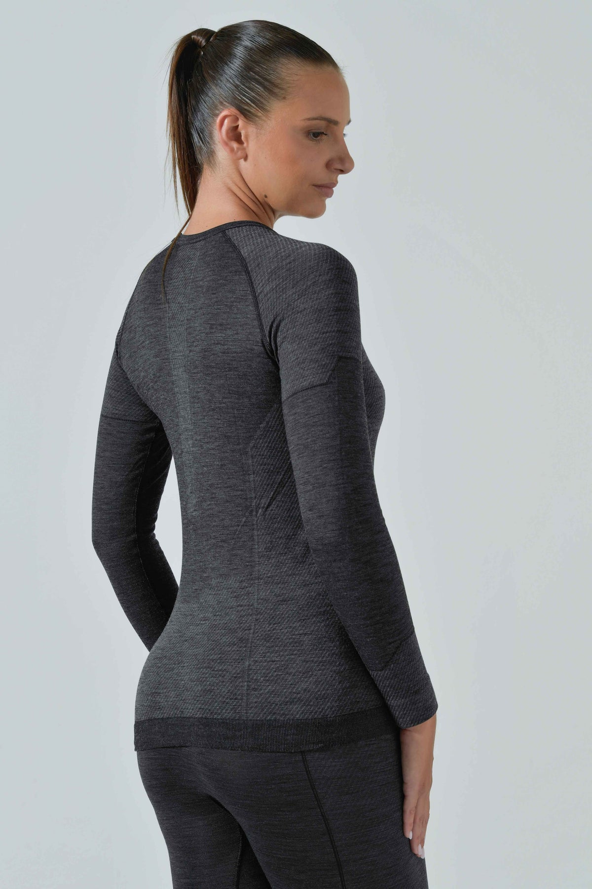 Risalti Maglia Termica a Manica Lunga in Lana Merino - Antracite