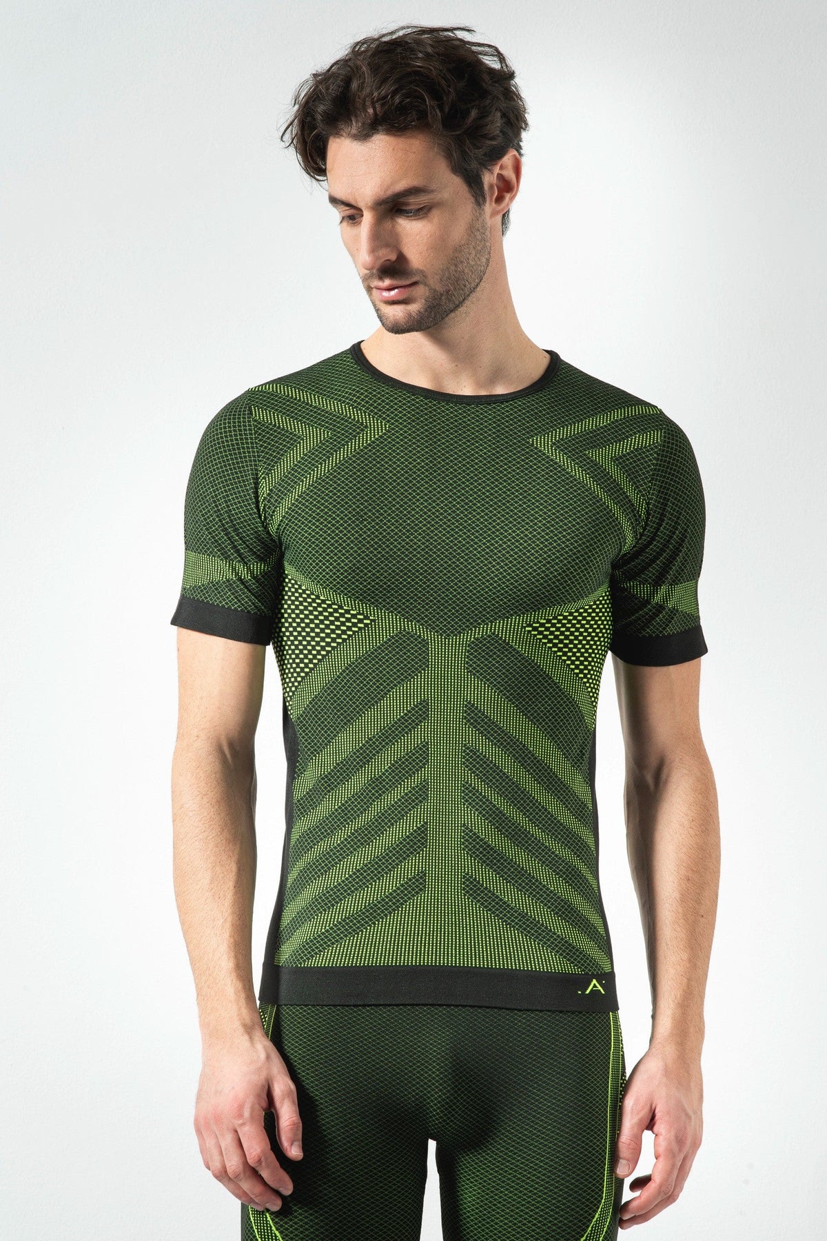 Risalti Maglia Termica Uomo Manica Corta Energy - Nero / Verde