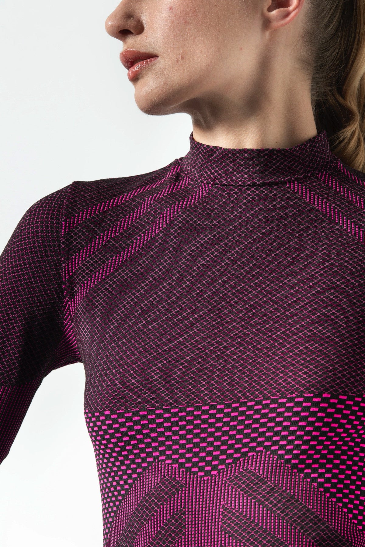 Risalti Maglia Termica Donna Collo Alto Energy - Nero / Fucsia