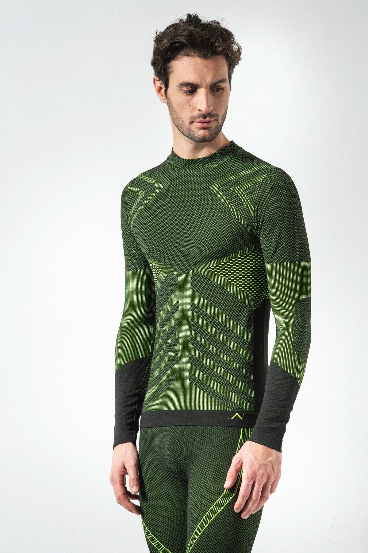 Risalti Maglia Termica Uomo Collo Alto Energy - Nero / Verde