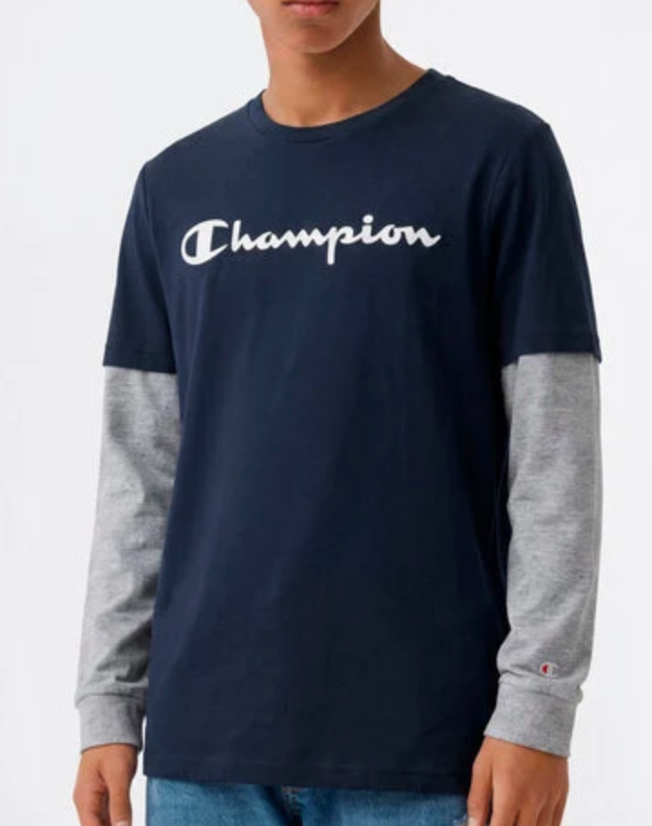 Maglia a Maniche Lunghe con Script Logo - Blu Navy