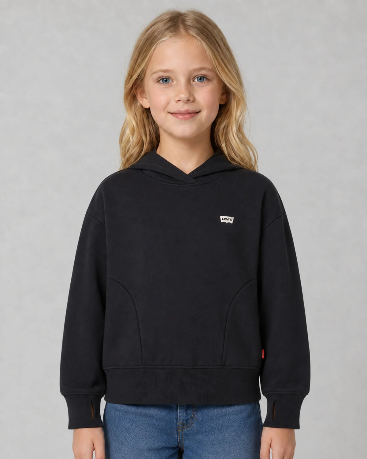 Felpa con Cappuccio Batwing Bambino - Nero