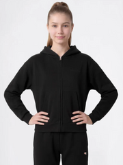 Felpa con Cappuccio e Zip Intera - Nero