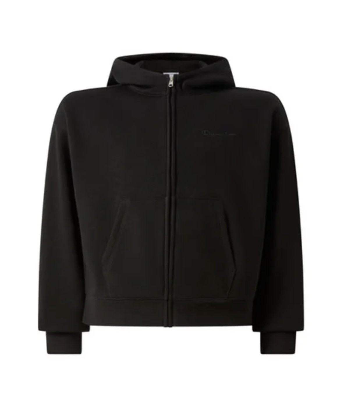 Felpa con Cappuccio e Zip Intera - Nero