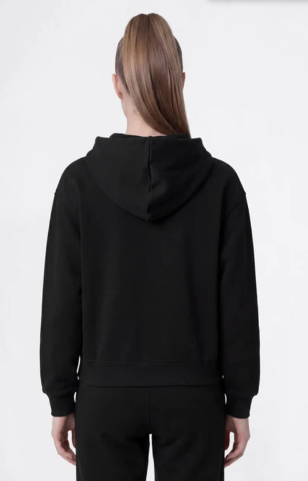 Felpa con Cappuccio e Zip Intera - Nero