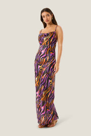 4giveness Abito Lungo Hypnotic Zebra Multicolor