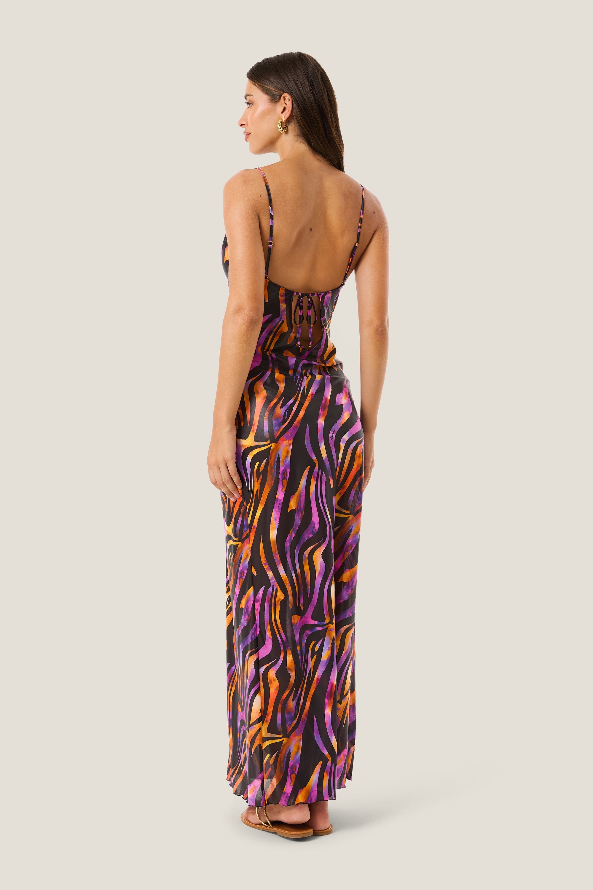 4giveness Abito Lungo Hypnotic Zebra Multicolor