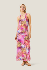 4giveness Abito Lungo Pink Butterfly Multicolor