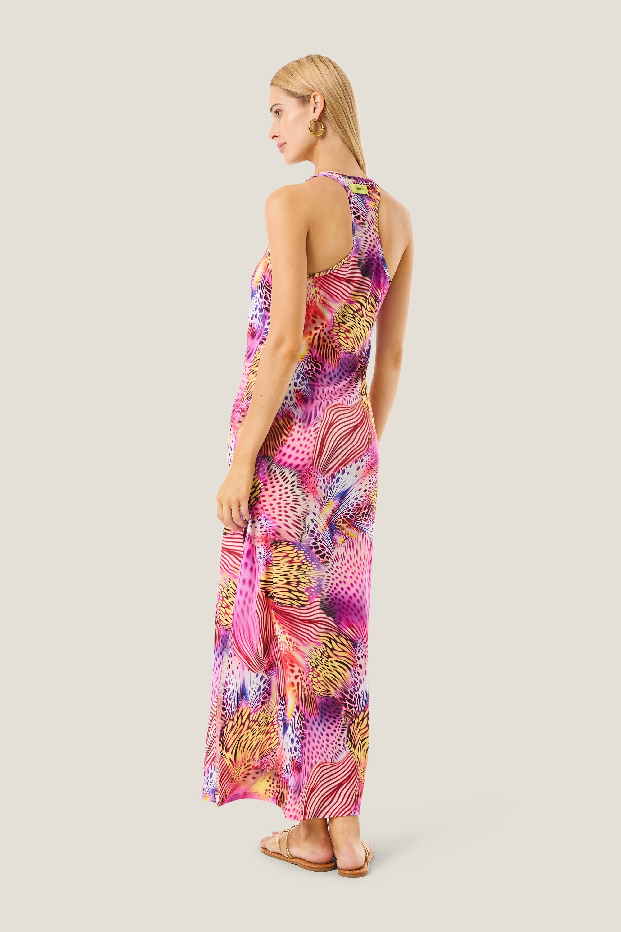 4giveness Abito Lungo Pink Butterfly Multicolor