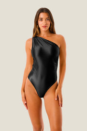 Body Drappeggiato Lurex Gloss - Nero