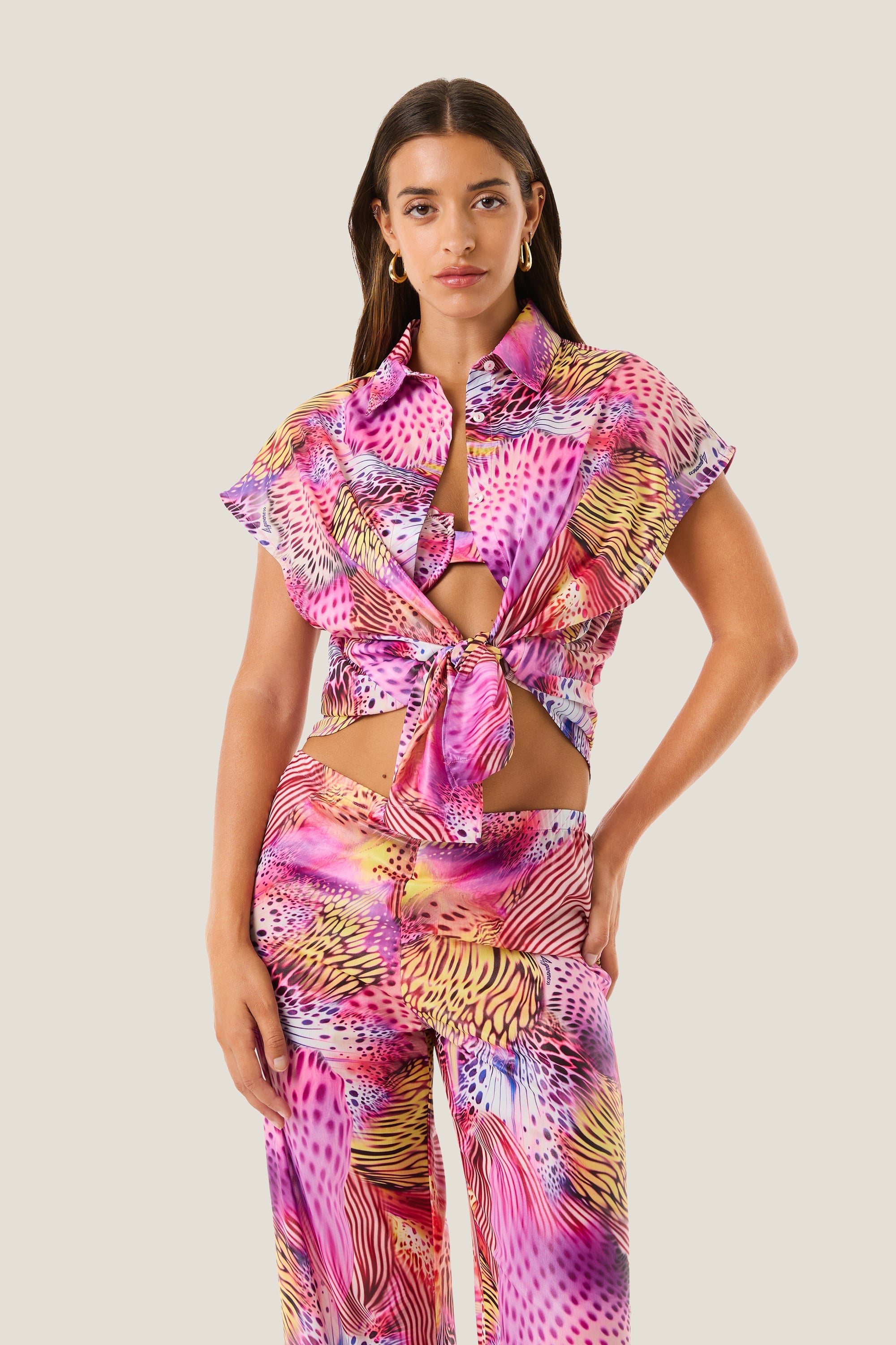 4giveness Camicia Over Pink Butterfly Multicolor