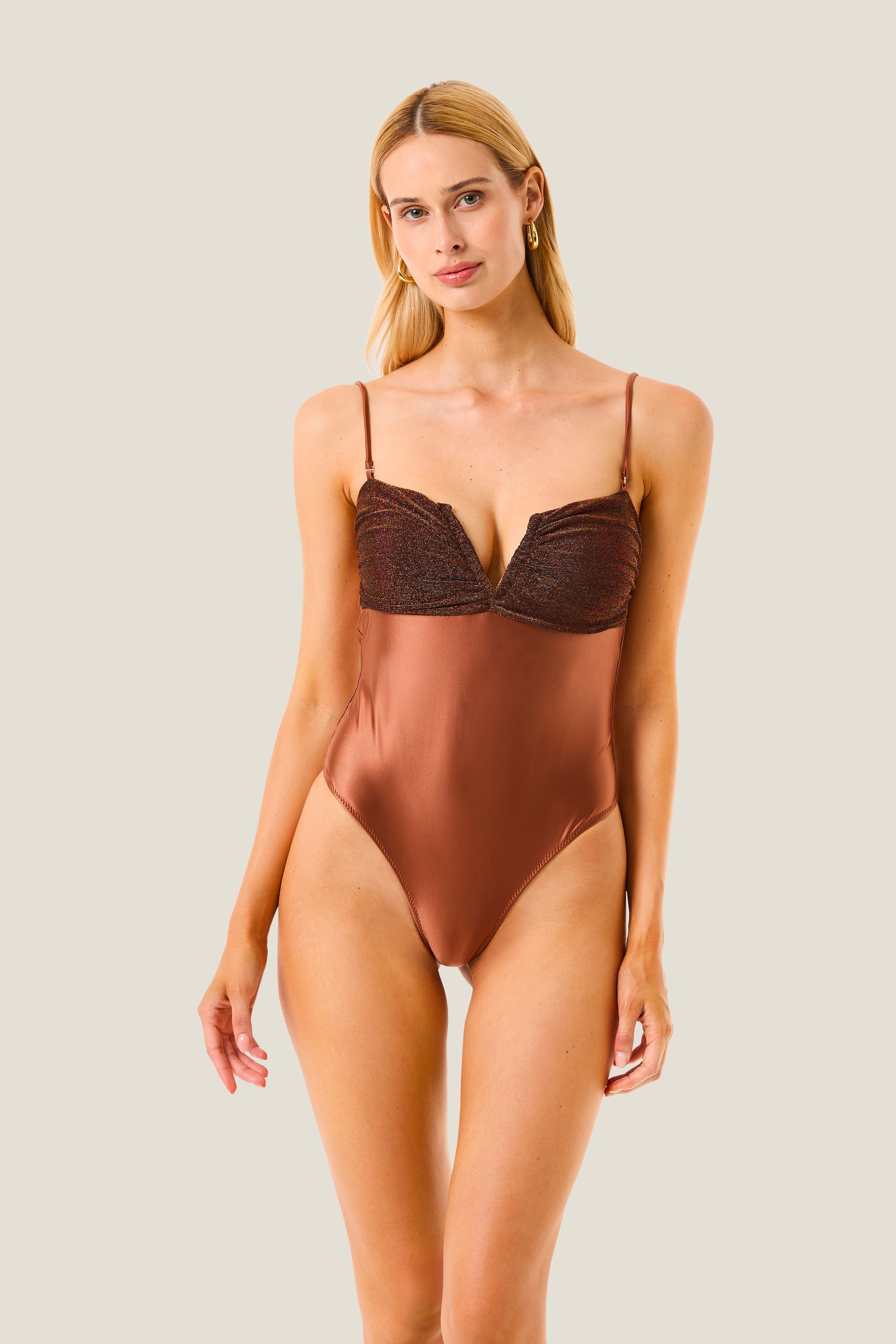Costume Intero Glossy Touch Resort - Bronzo