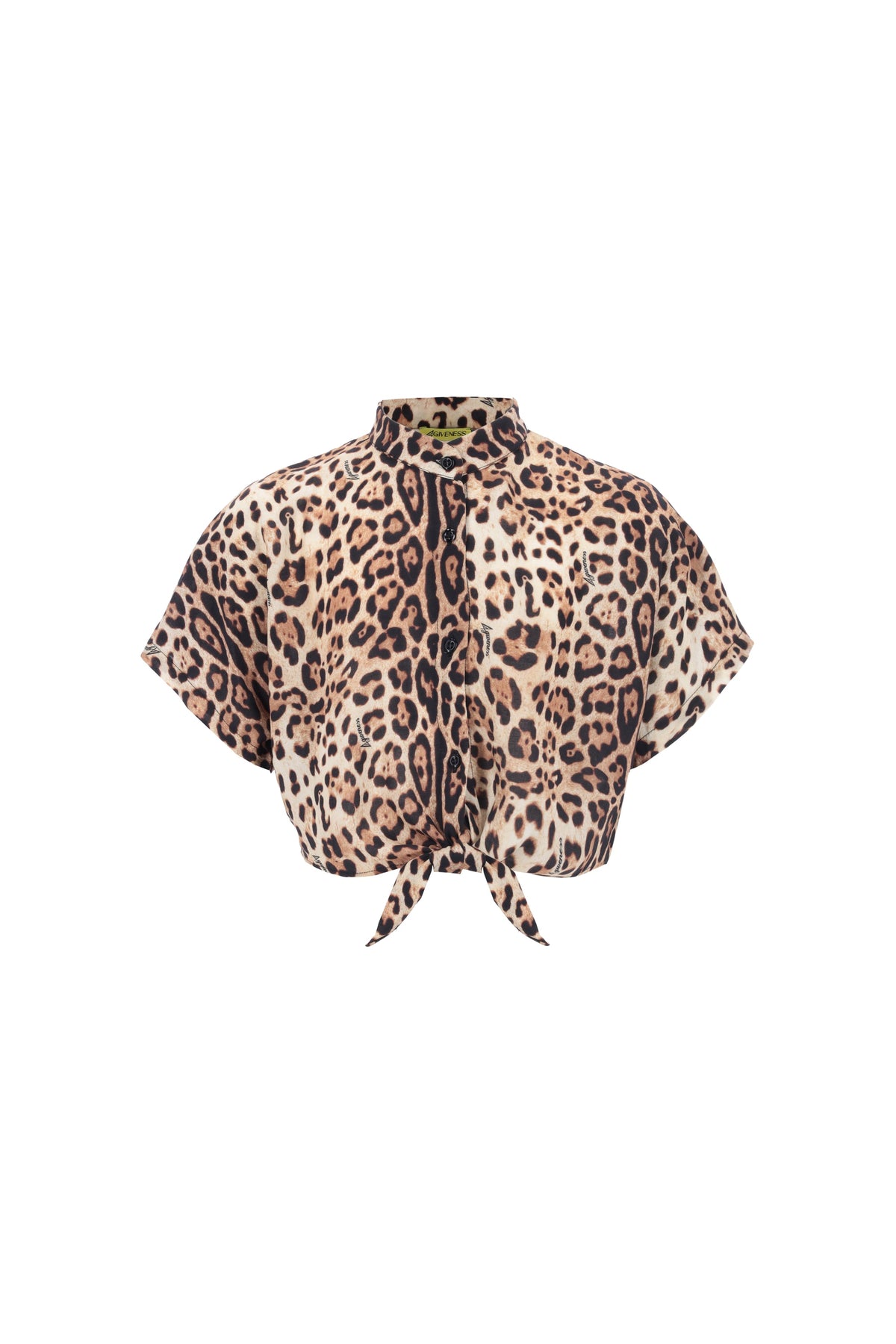 4giveness Camicia Crop Con Nodo In Mussola Fantasia Multicolor
