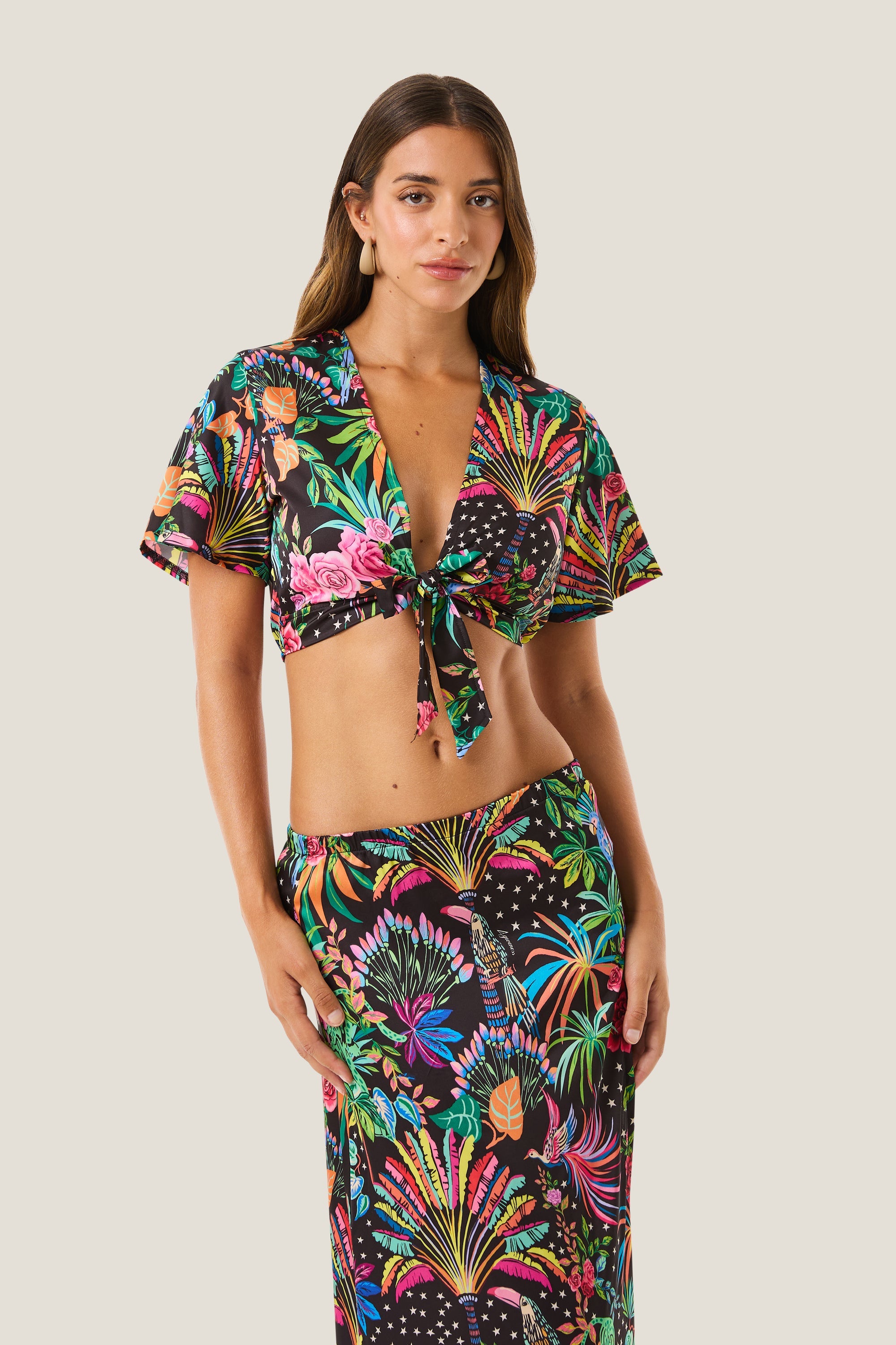 4giveness Maglia Crop Con Nodo Maya Dream Multicolor