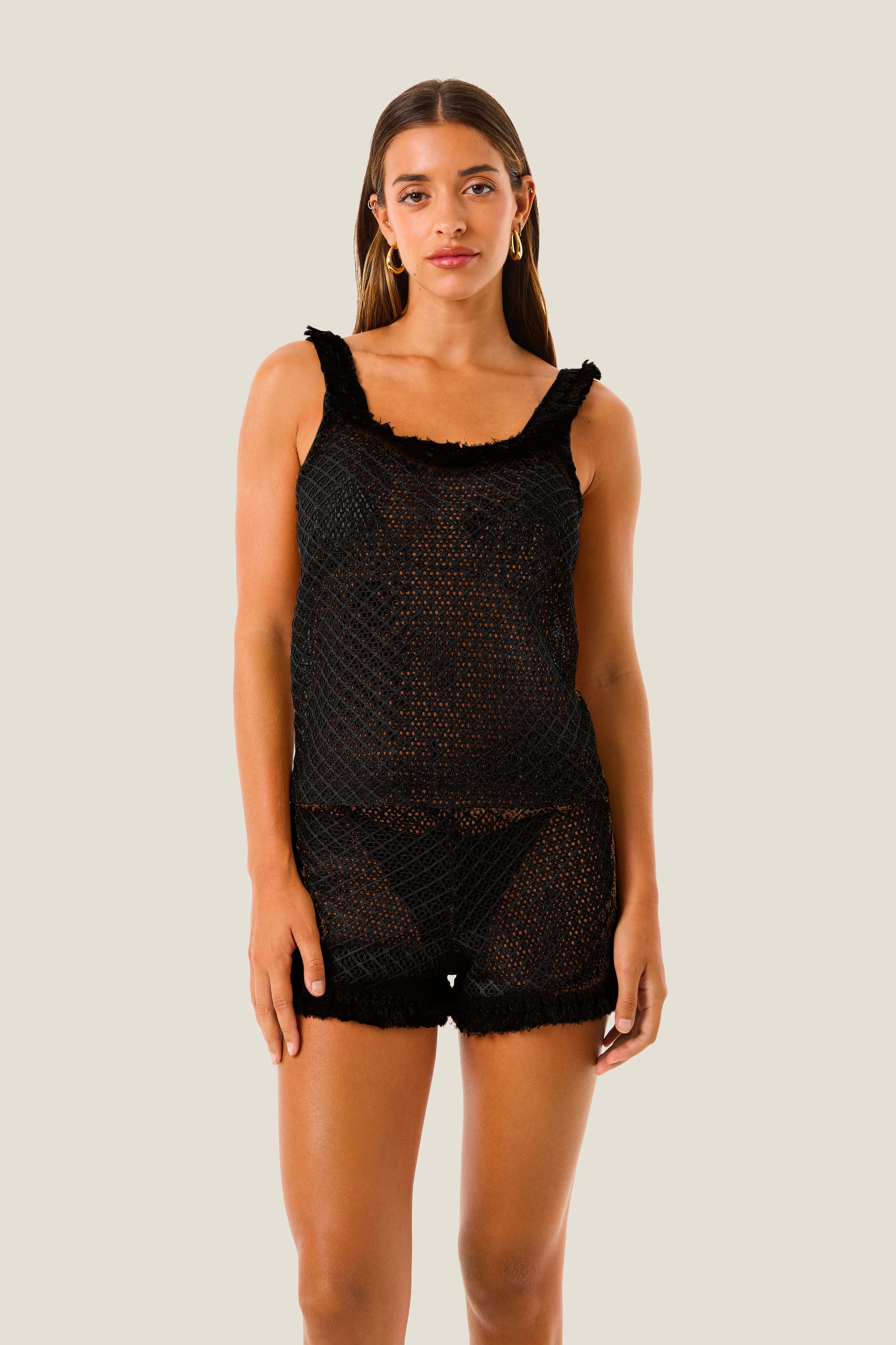 Short Natural Mesh - Nero