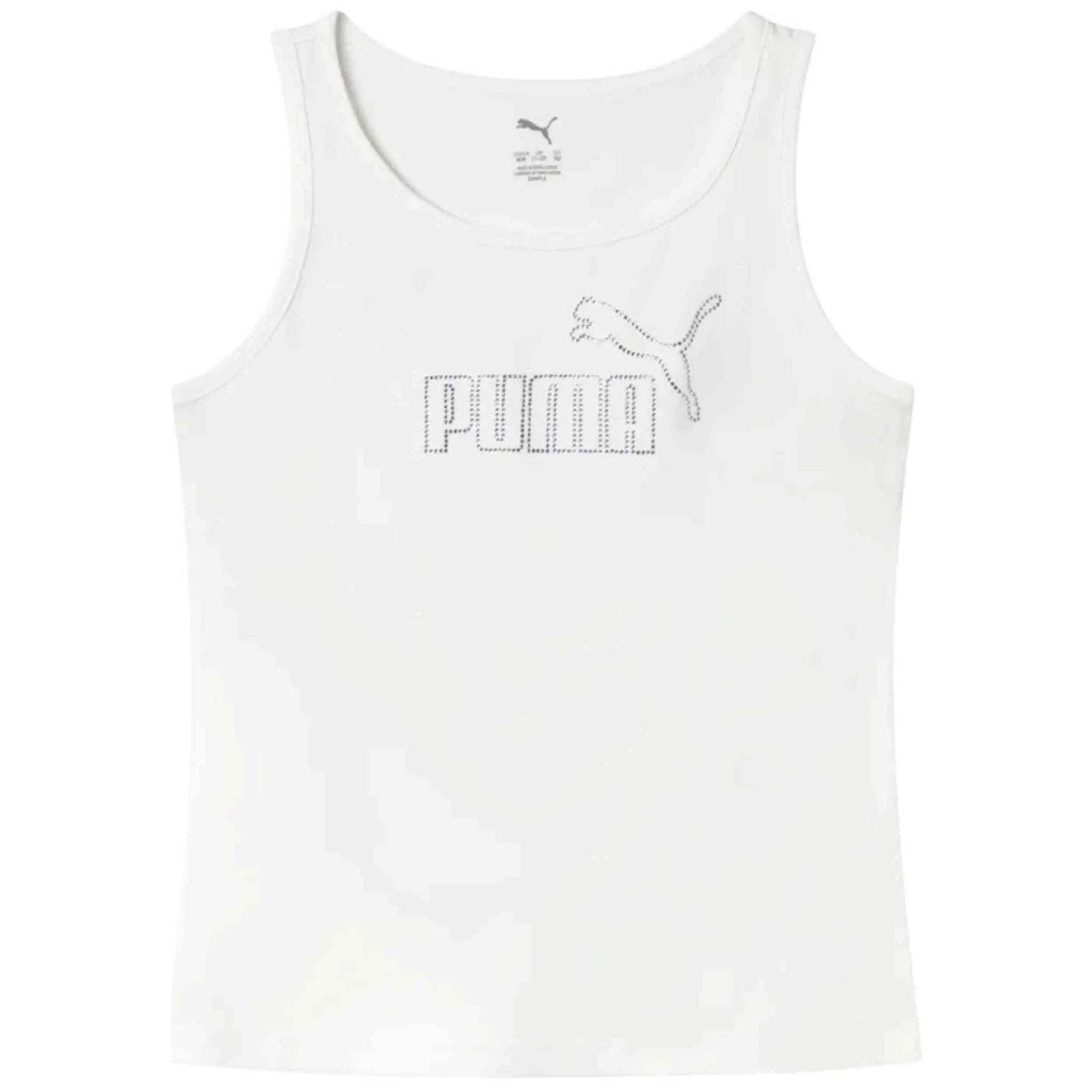 ESS Logo Tank Rhinestone G - Bianco