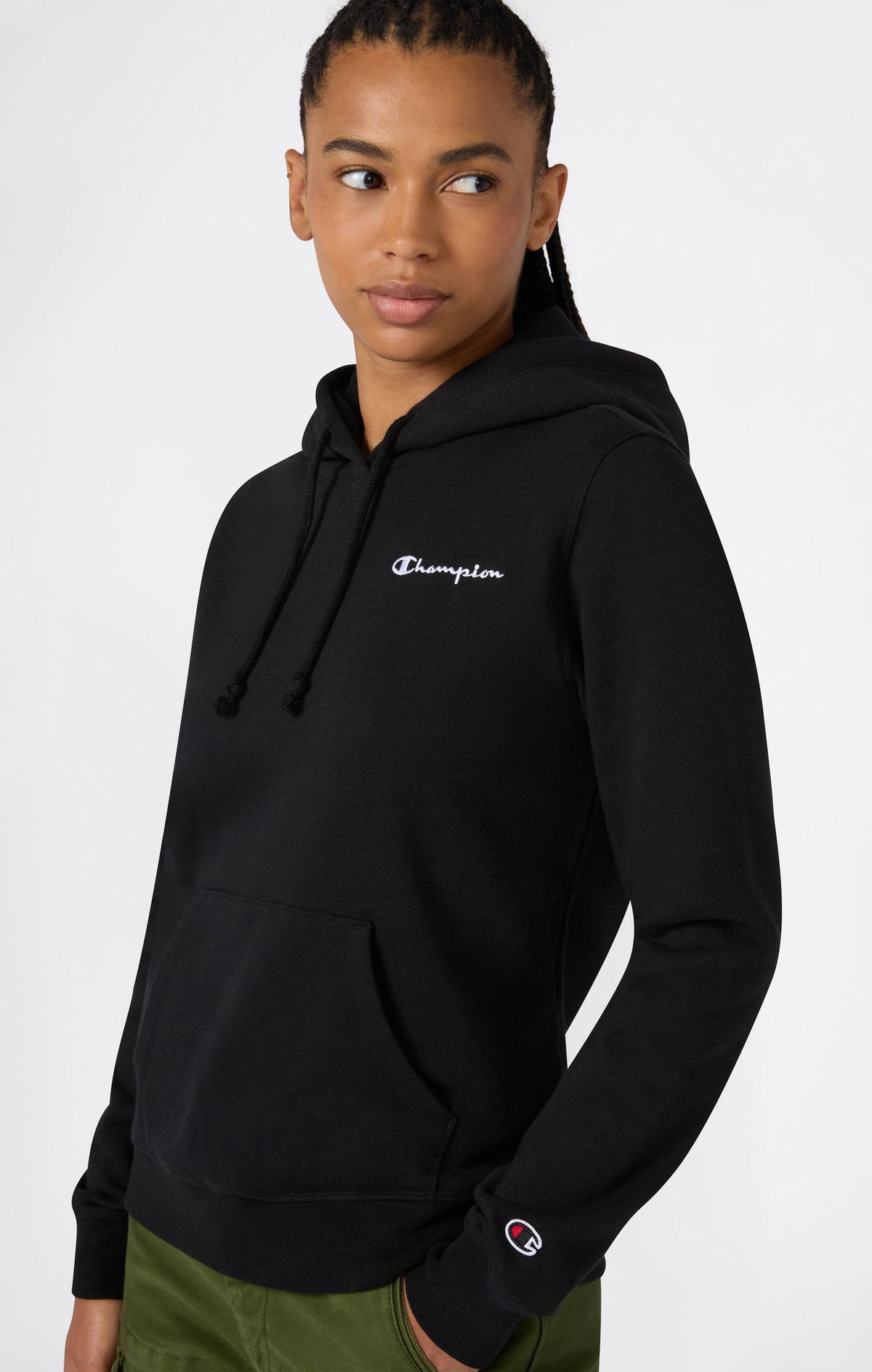 Champion Felpa con Cappuccio e Logo Ricamato Icons - Nero