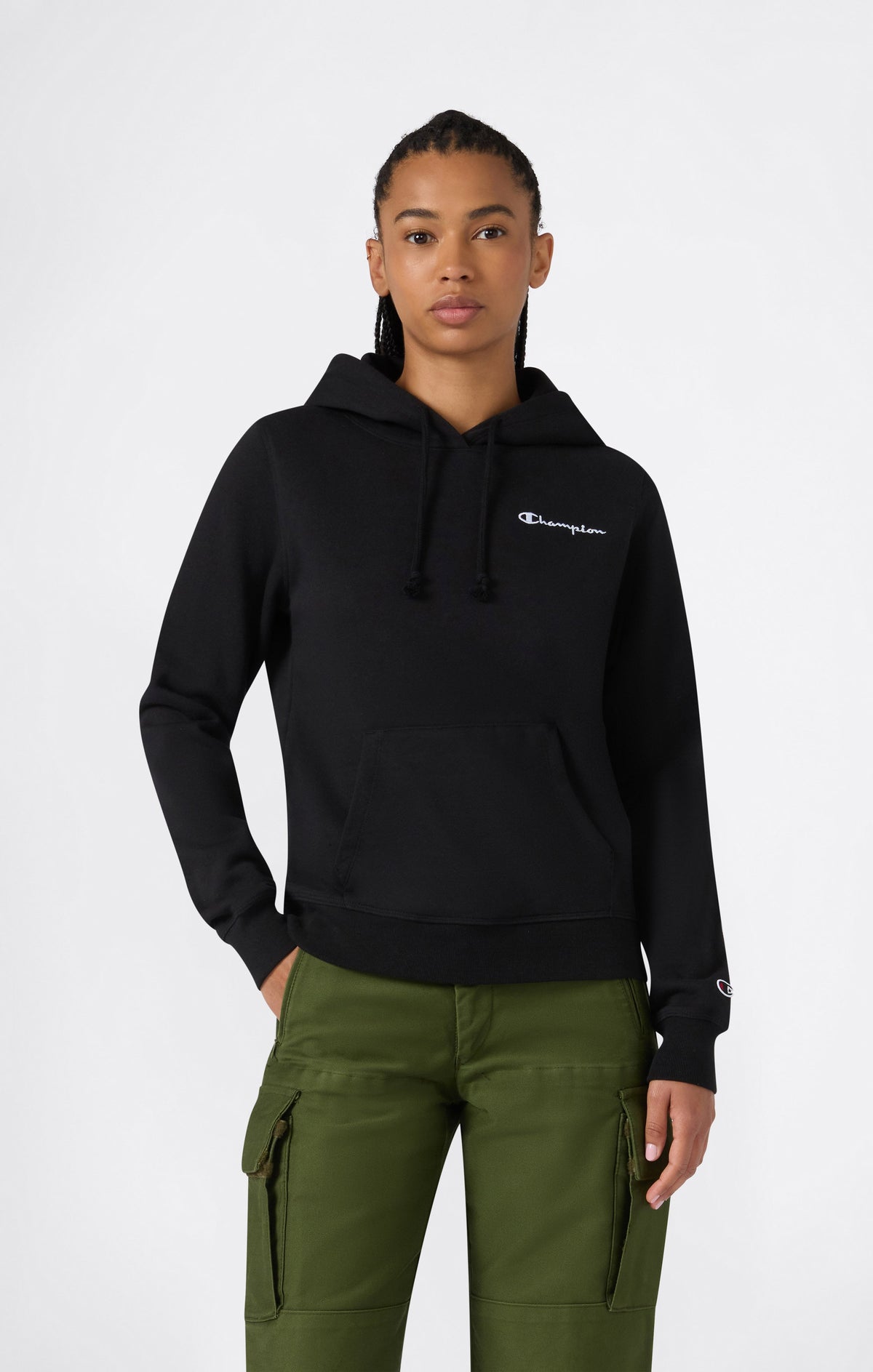 Champion Felpa con Cappuccio e Logo Ricamato Icons - Nero