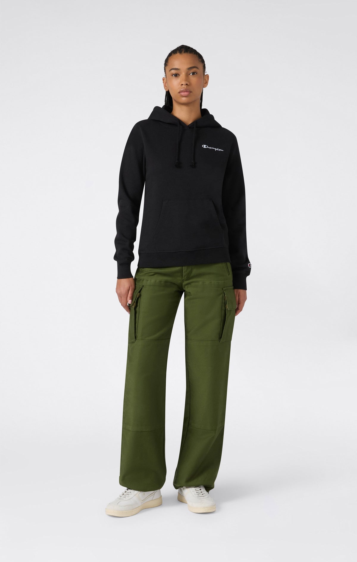 Champion Felpa con Cappuccio e Logo Ricamato Icons - Nero