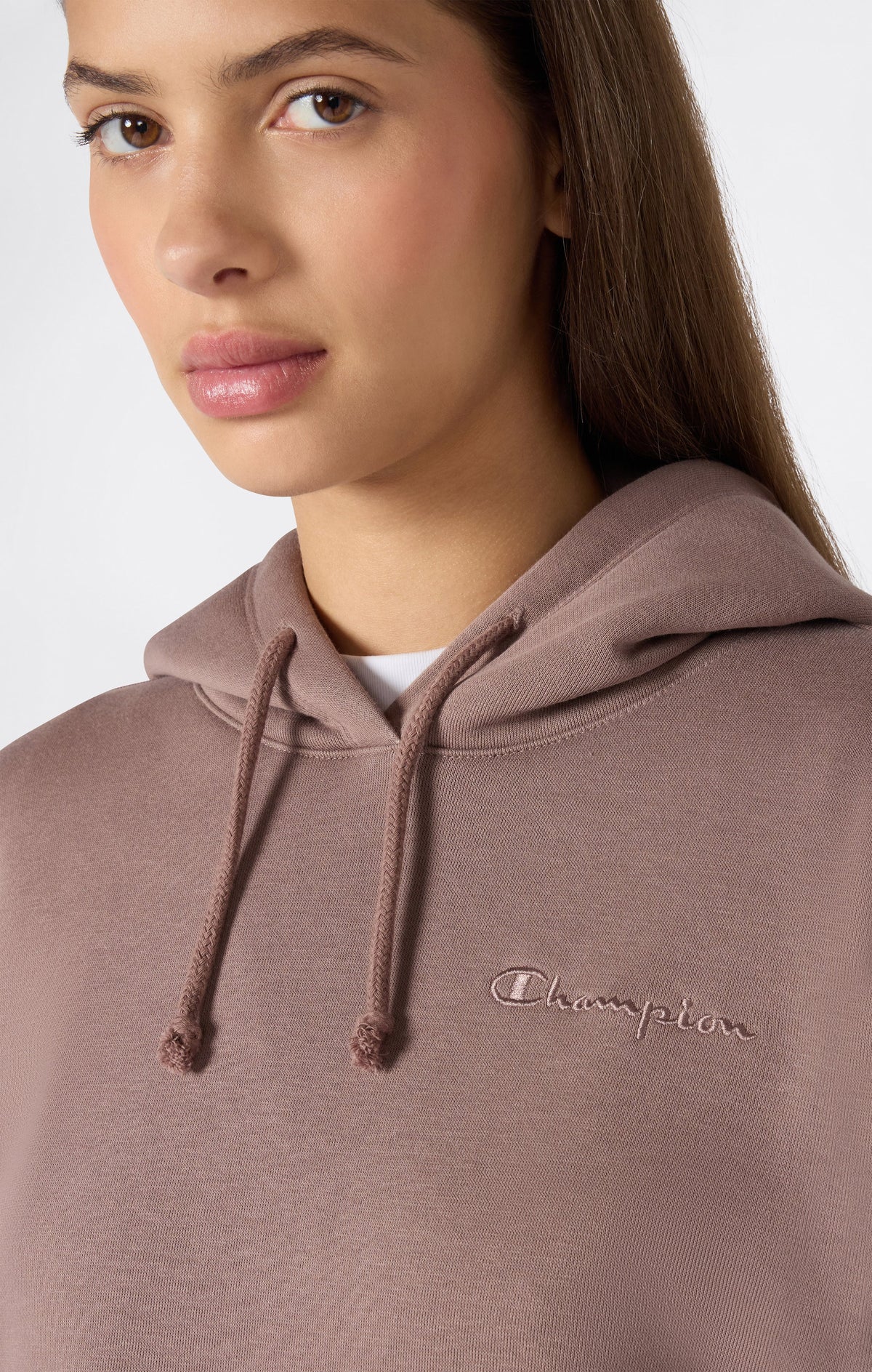 Champion Felpa con Cappuccio e Logo Ricamato Icons - Marrone Chiaro
