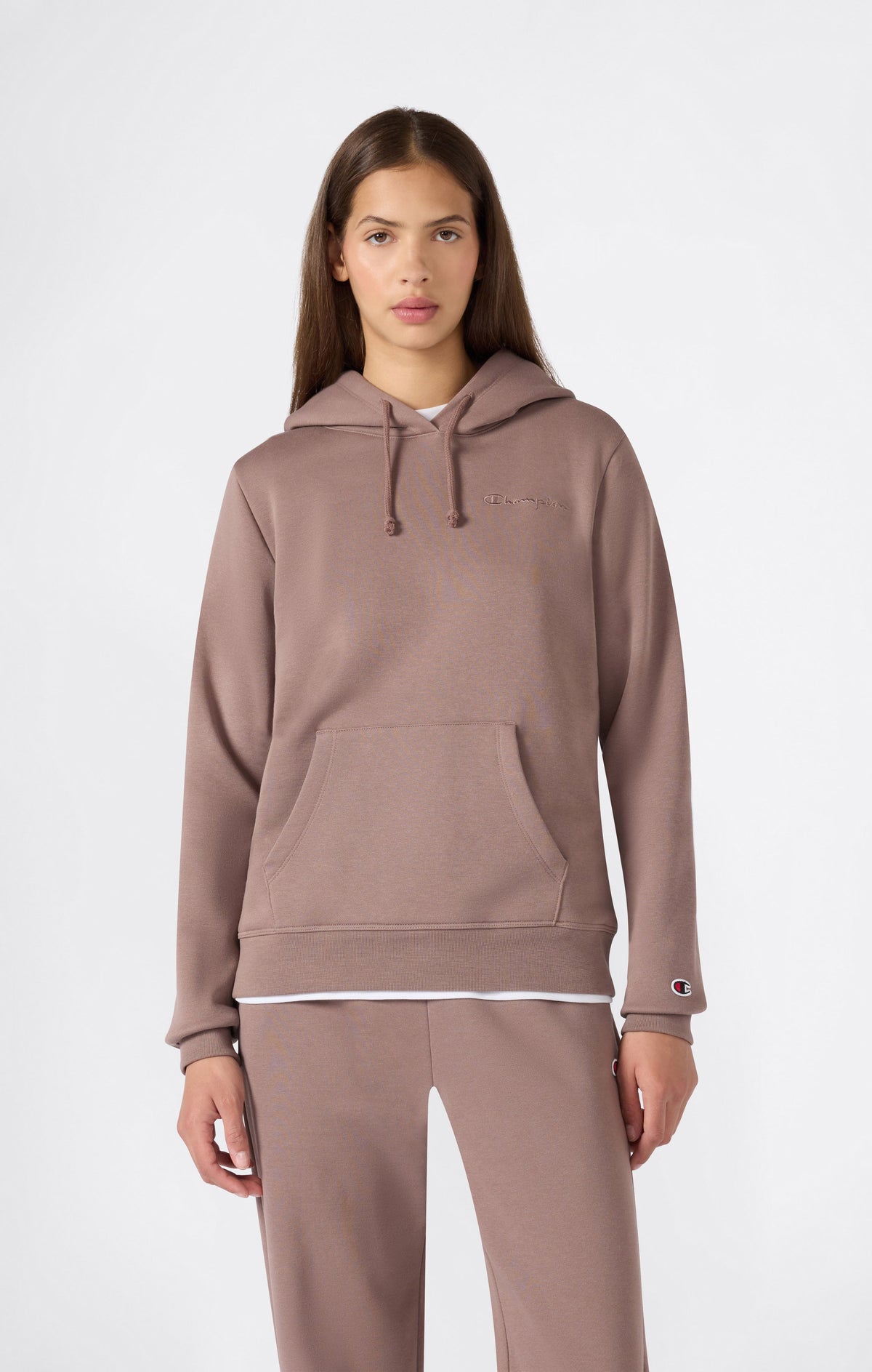 Champion Felpa con Cappuccio e Logo Ricamato Icons - Marrone Chiaro