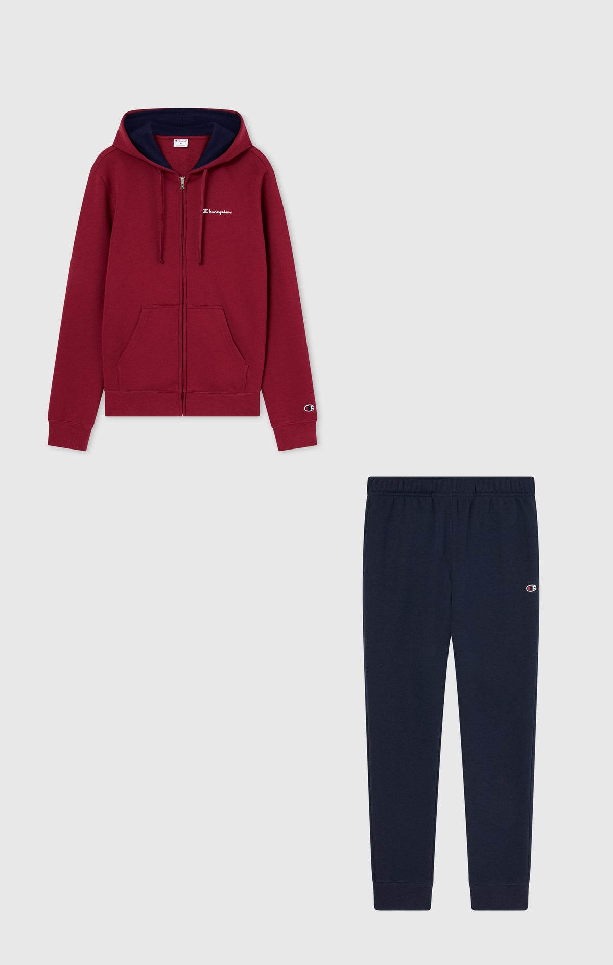 Champion Tuta con Cappuccio e Zip Integrale - Rosso