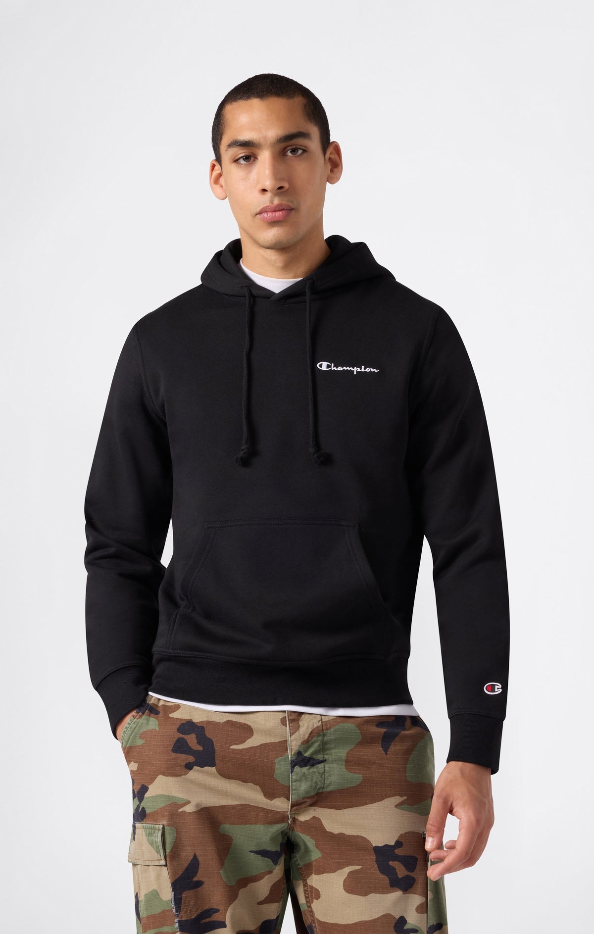 Champion Felpa con Cappuccio e Logo Ricamato Icons - Nero