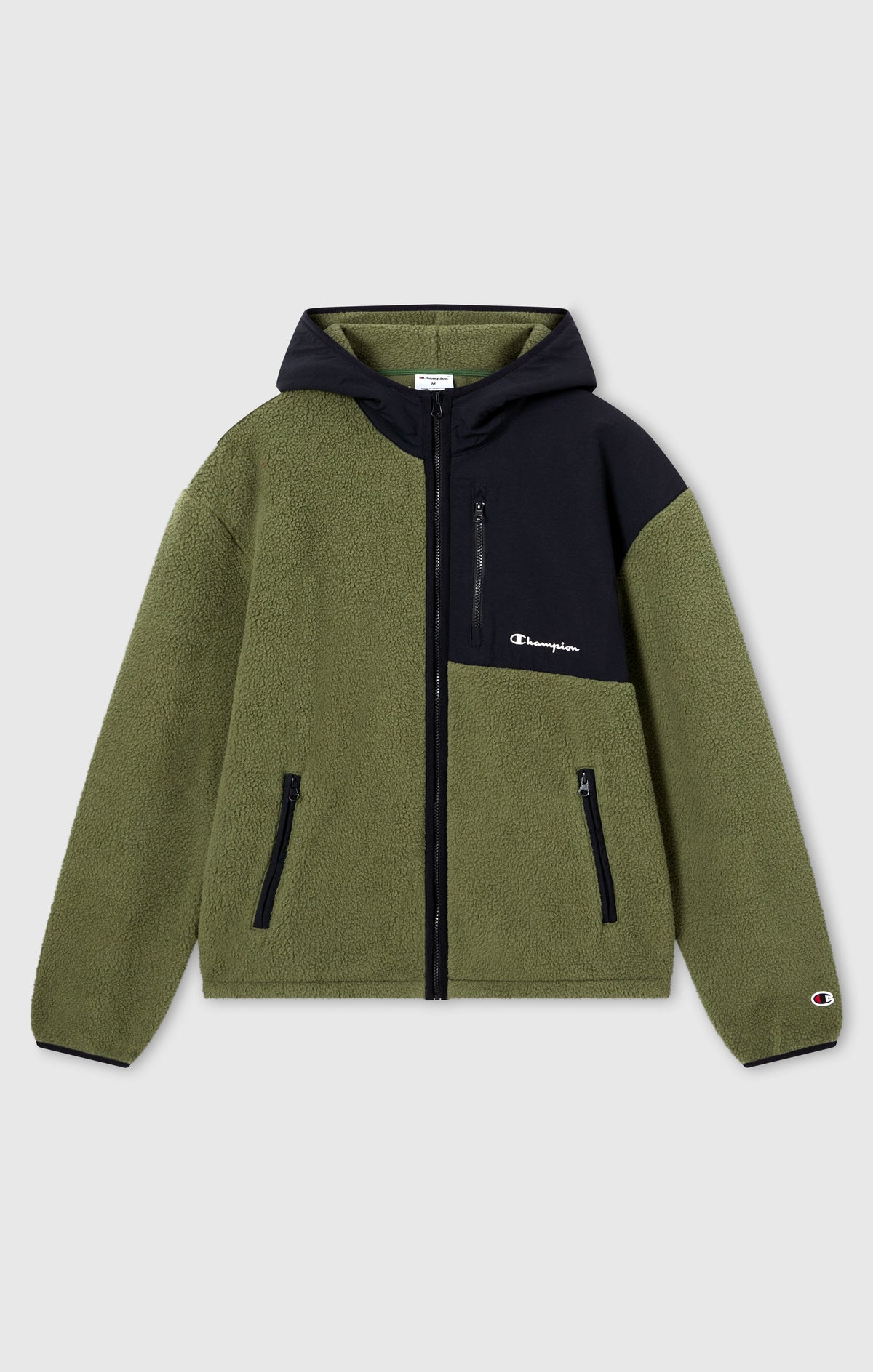 Champion Felpa con Cappuccio e Zip Intera - Verde Militare