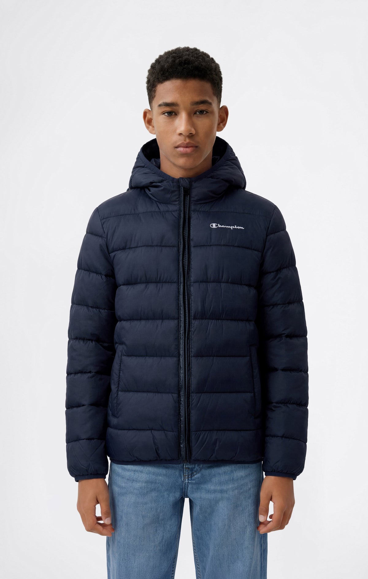 Champion Giubbotto Imbottito con Cappuccio - Blu Navy