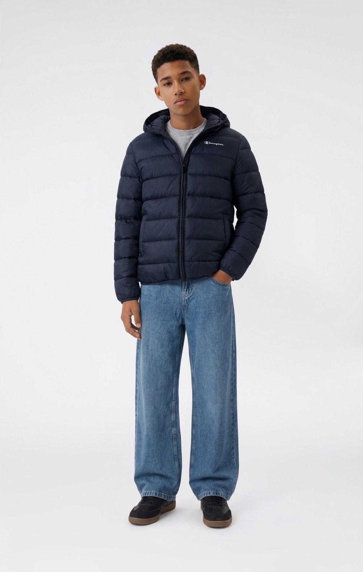 Champion Giubbotto Imbottito con Cappuccio - Blu Navy