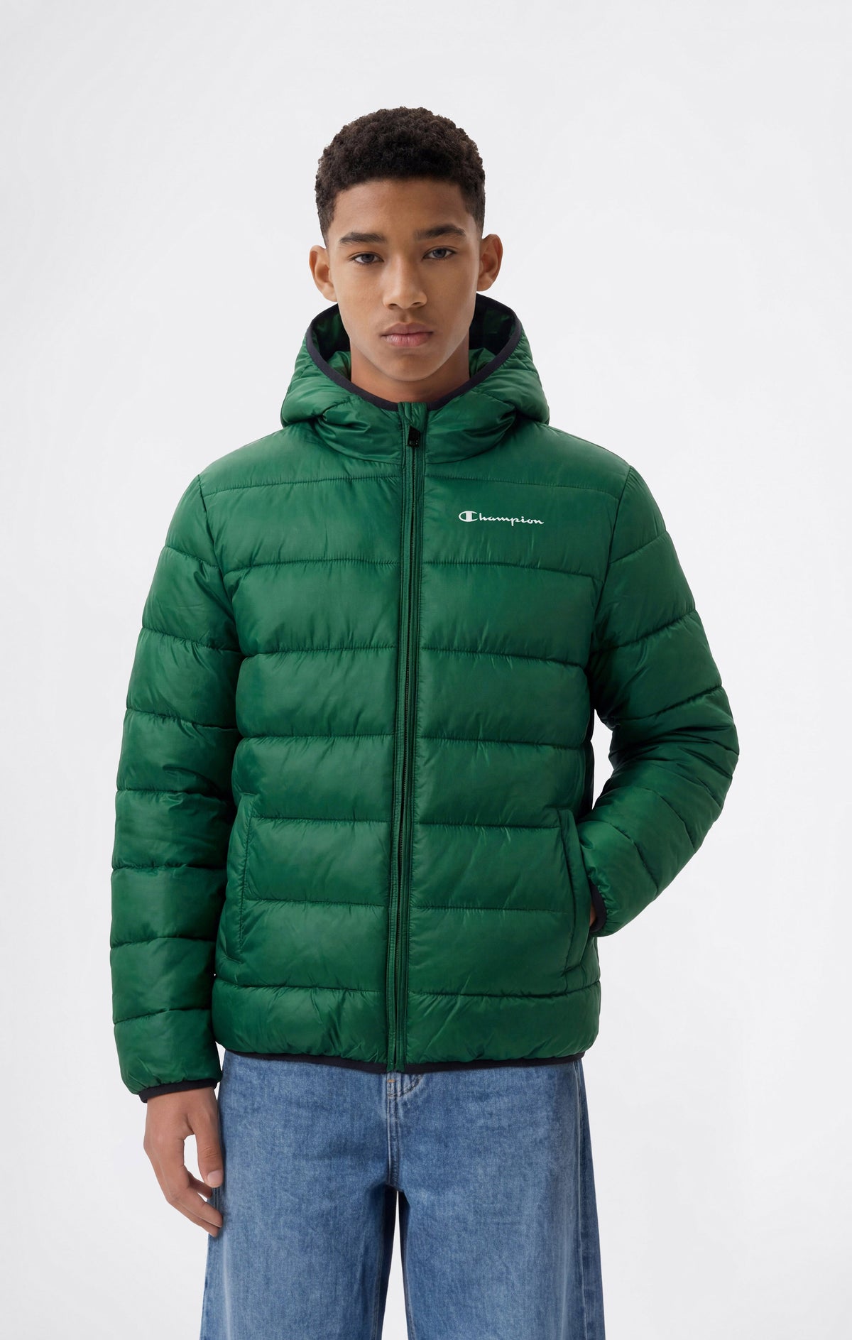 Champion Giubbotto Imbottito con Cappuccio - Verde Brillante