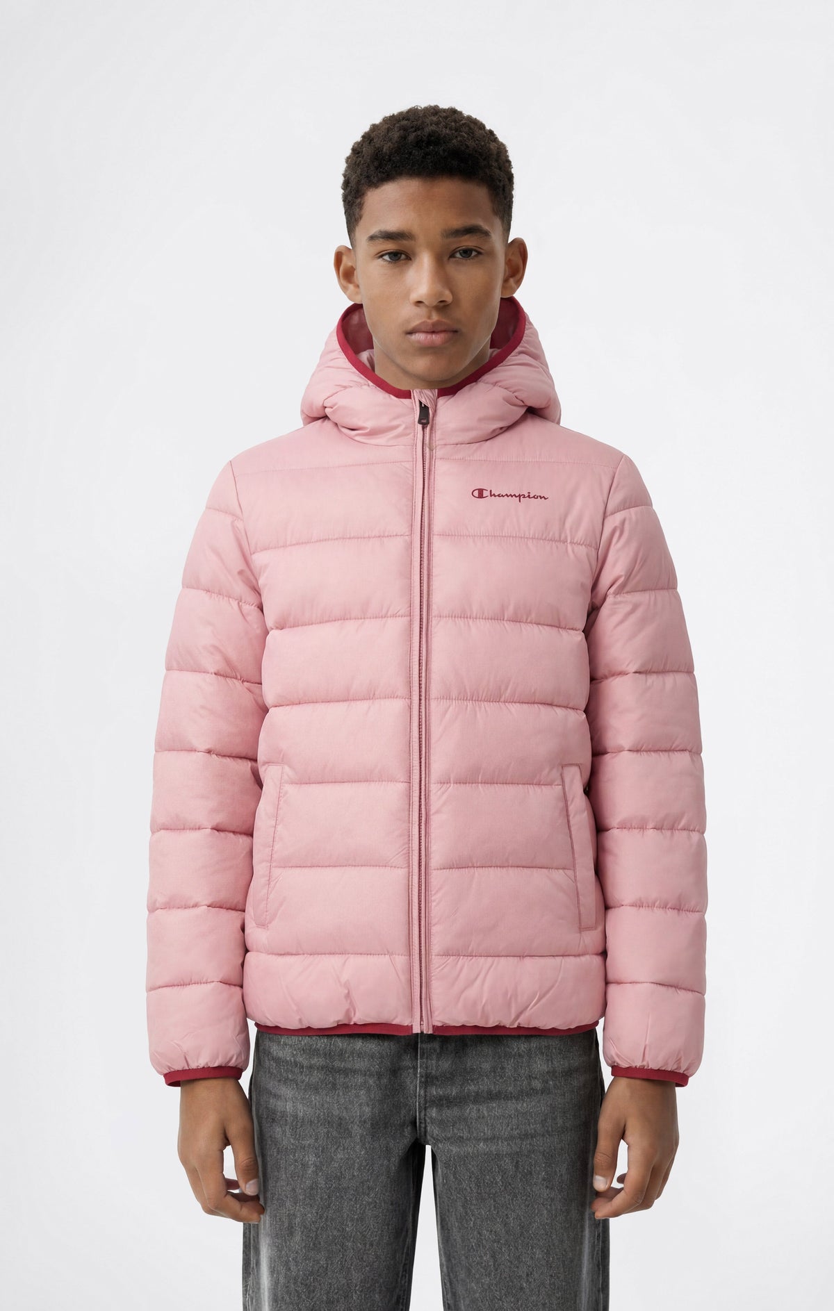 Champion Giubbotto Imbottito con Cappuccio - Rosa