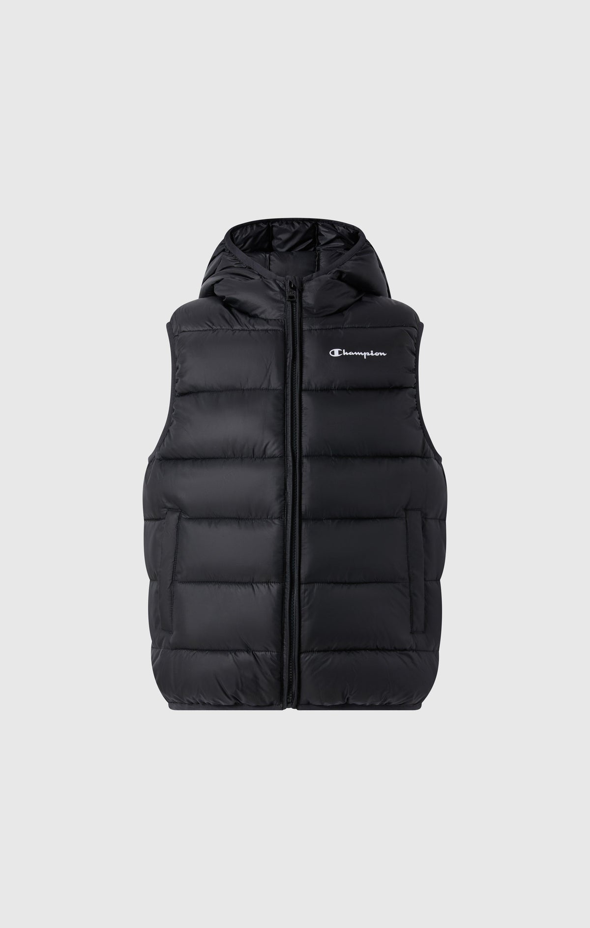 Champion Abito Smanicato Imbottito con Cappuccio e Zip Integrale - Nero