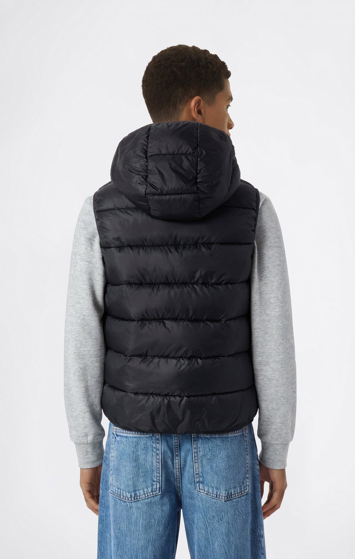 Champion Abito Smanicato Imbottito con Cappuccio e Zip Integrale - Nero