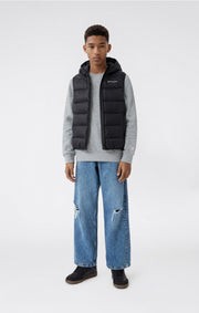 Champion Abito Smanicato Imbottito con Cappuccio e Zip Integrale - Nero