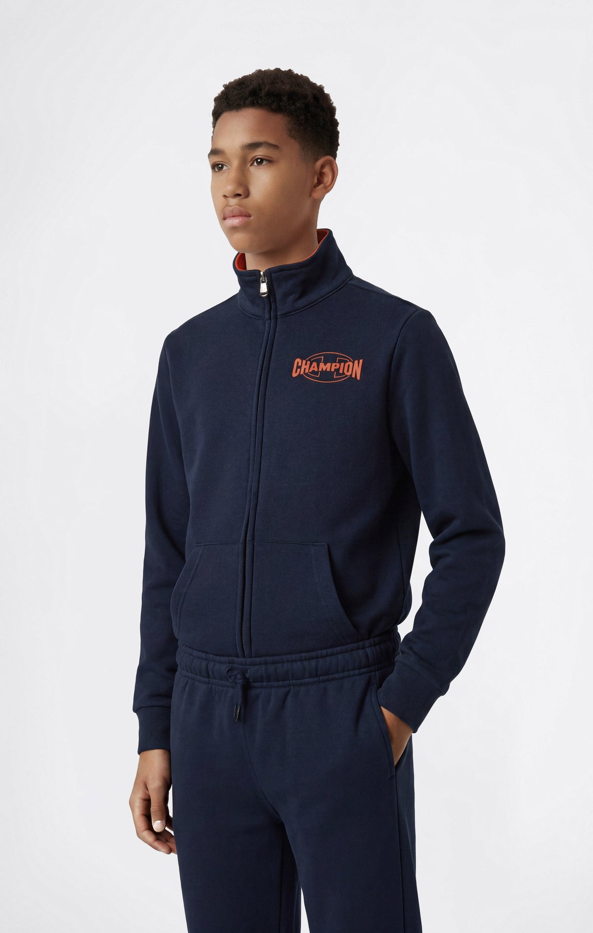 Champion Tuta con Zip Intera in Felpa - Blu Scuro