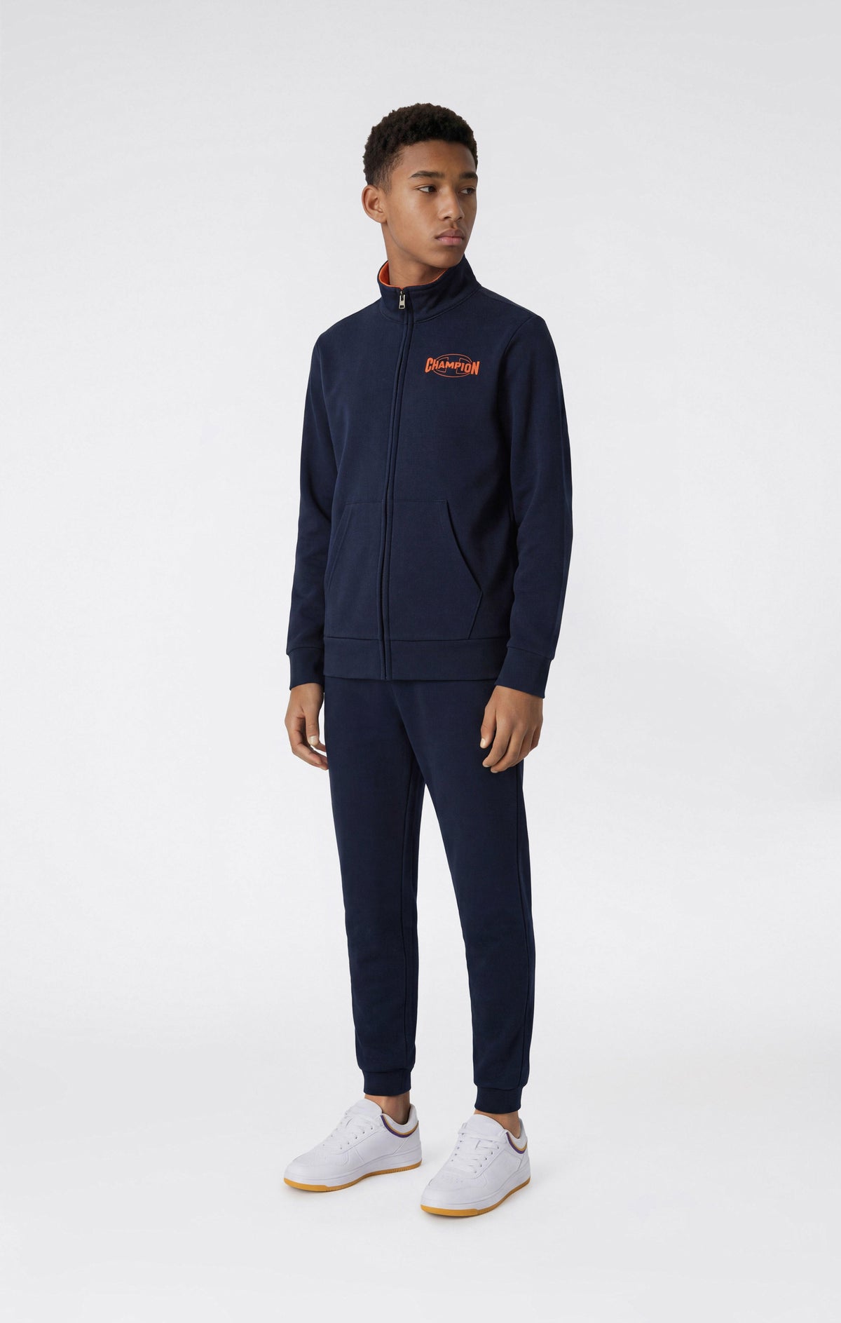 Champion Tuta con Zip Intera in Felpa - Blu Scuro