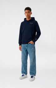 Champion Felpa Cappuccio con Piccole Icone Ricamate - Blu Navy