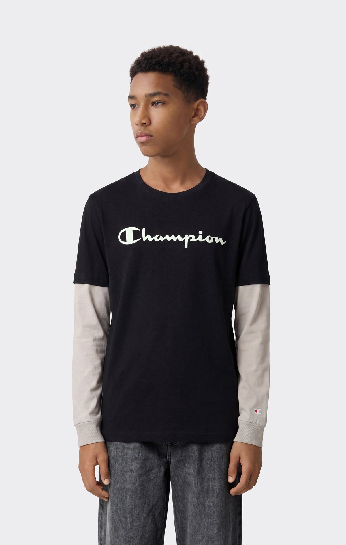 Champion Maglia a Maniche Lunghe con Script Logo - Nero