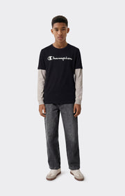 Champion Maglia a Maniche Lunghe con Script Logo - Nero